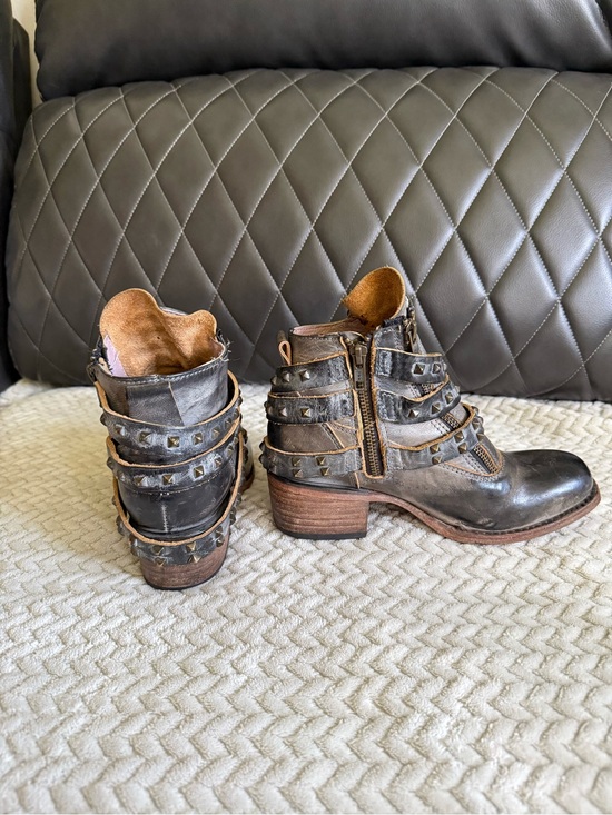 Freebird by Steven Shoes - Freebird by Steven Black and Brown Studded Wrap Strap Ankle Boots